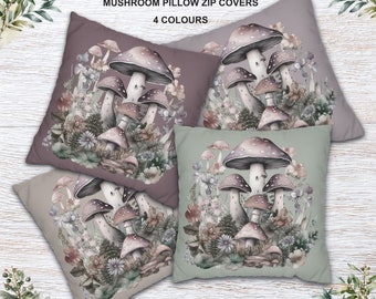 MUSHROOM PILLOW Zip Cover cottage core throw pillow room decoration mushroom theme pillow case zip cover mushroom core gift mushroom decor
