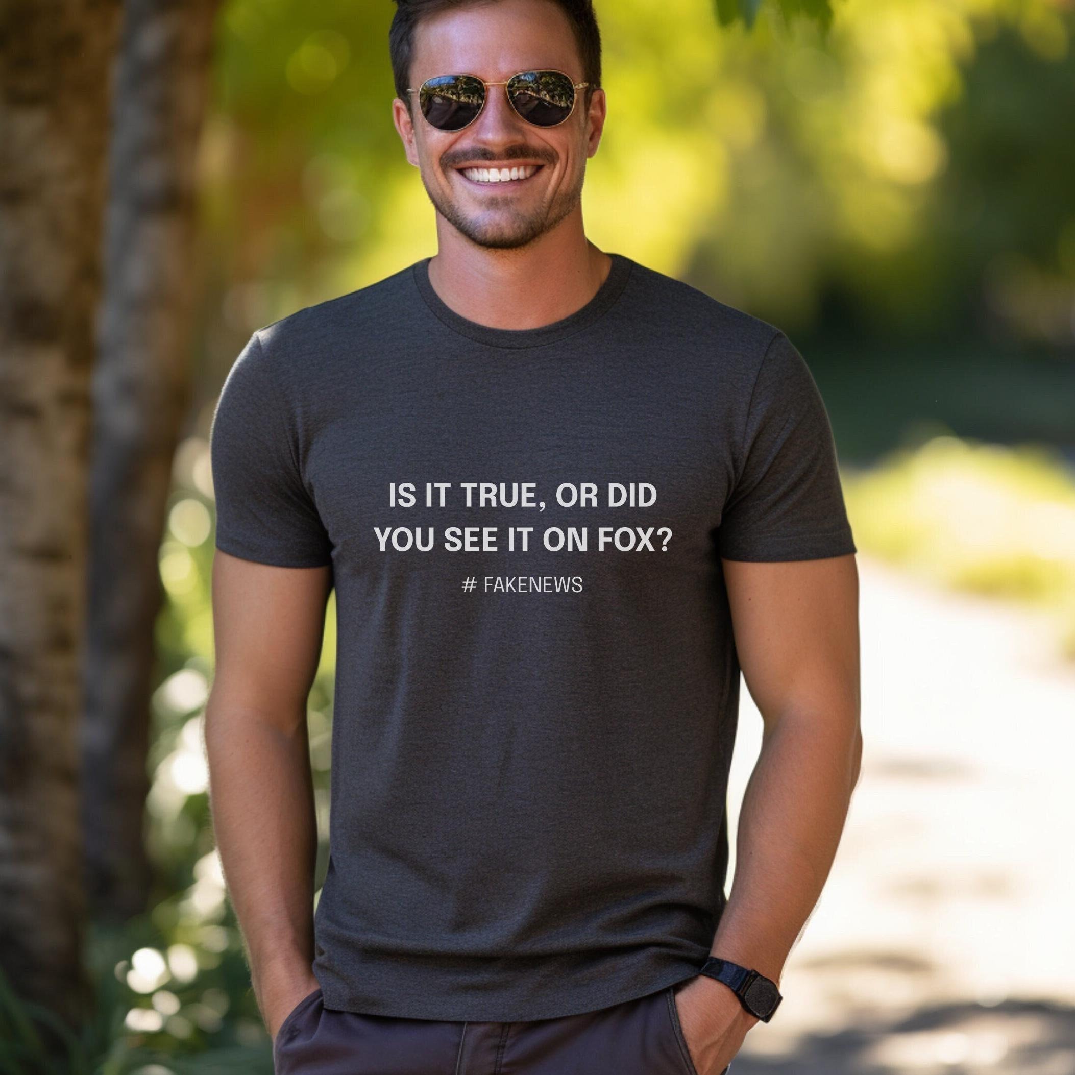 Fox News Short Sleeve Tee fakenews tee for democrat funny tee fake news political satire gift shirt for anti fox democrat supporter election