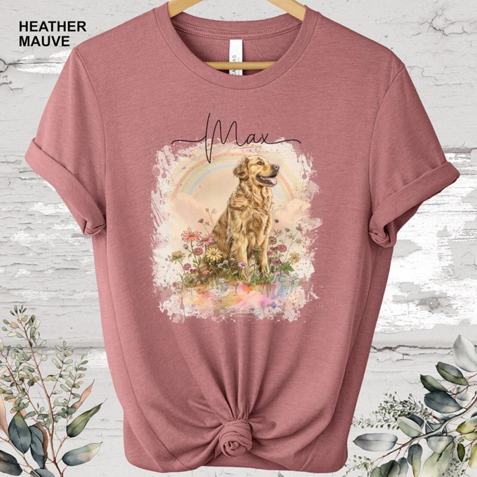 PERSONALIZED GOLDEN RETRIEVER Rainbow Tshirt Colorful Floral Tee for ...