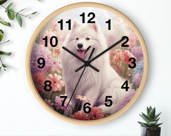 SAMOYED WALL CLOCK Samoyed lover gift wall decor clock with numbers gift for girls sammie mom gift  wall clock unique samoyed room decor.