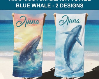 PERSONALISED BEACH TOWEL Whale beach towel custom towel kids whale lover beach towel personalise gift beach kids whale beach towel for teen.