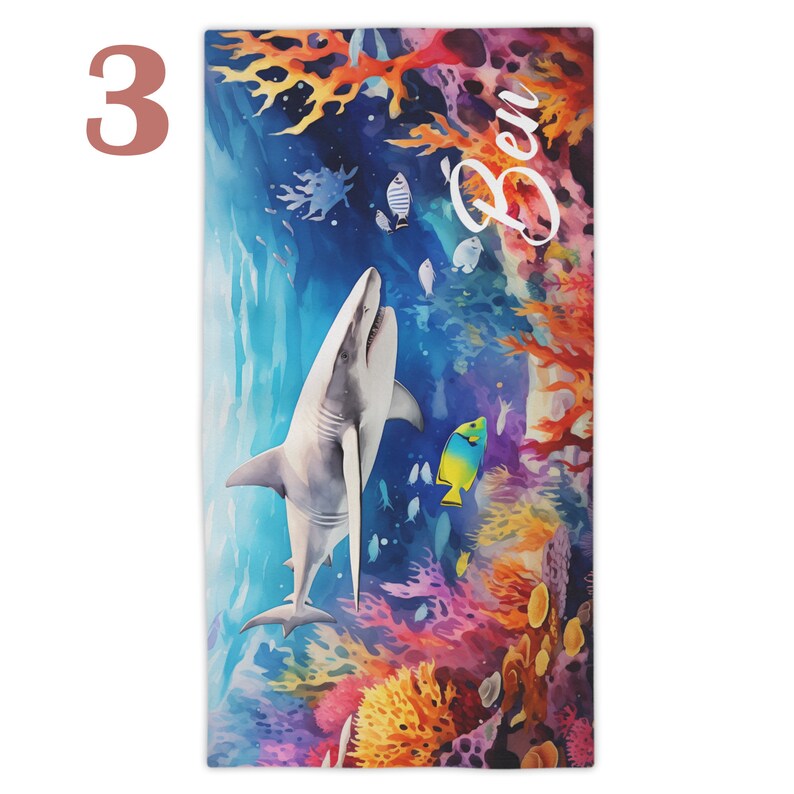 PERSONALISED BEACH TOWEL Shark Beach Towel Personalised Towel Etsy