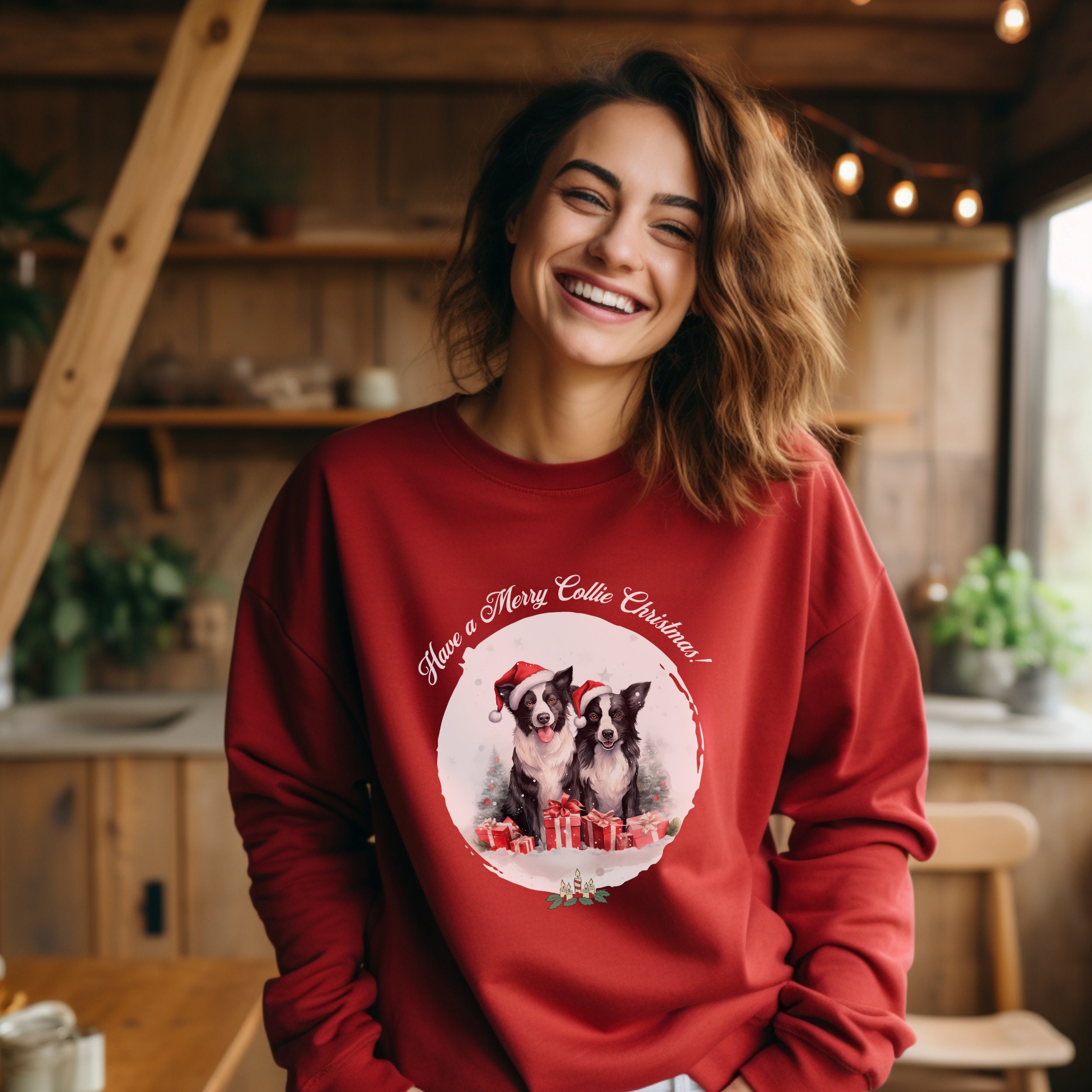 Maglietta Di Natale Divertente Con Border Collie – Per Uomo, Donna E Famiglia – 100% Cotone