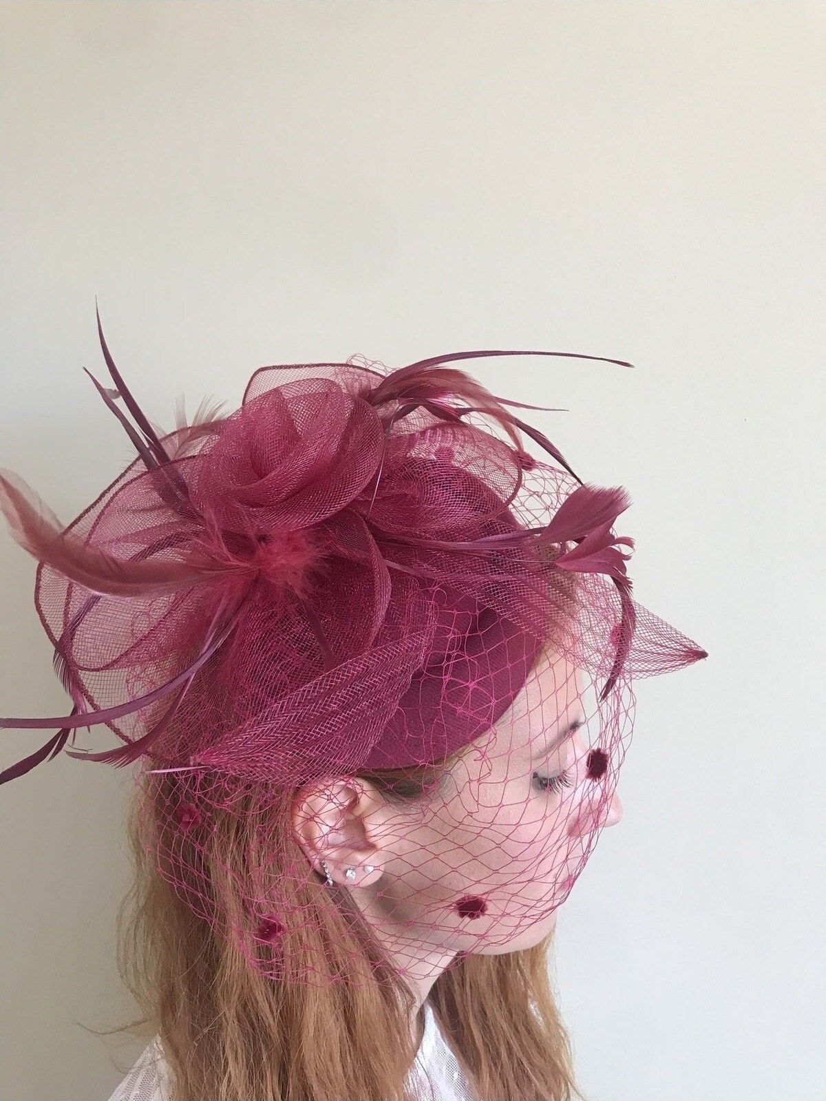 Pink Fascinator Fabulous Pillbox Feathered Birdcage Hat Derby Church NWT Hot Pink Black Derby Hat - Etsy main image 2