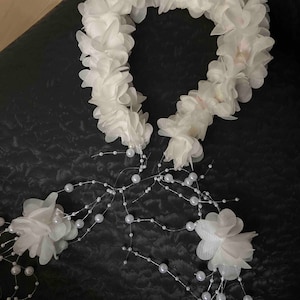 White Flower Pearl Headband: Wedding Hair Vine Headpiece