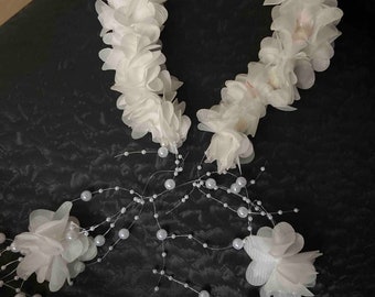 Blumen Stirnband Für Hochzeit – Weiße Blumenkrone Mit Verstellbaren Bändern Für Braut & Brautjungfer