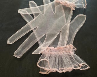 Ruffle Tulle Gloves: Sheer Bridal, Prom, Dance Party Gloves