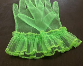 Sheer Tulle Ruffle Gloves: Bridal, Party, or Cosplay