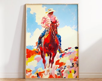Texas Cowboy Art, Southwestern Western Room Decor, Cowboy Wall Art, Modern Eclectic Poster, cowboy nursery, cowboy valentine, cowboy artwork