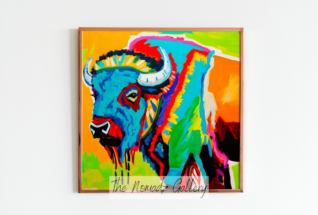 Wyoming Bison, Bison Painting, Bison Wall Art, Bison Print, Yellowstone