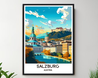 Salzburg Lover Gift Austria Salzburg Travel Poster Salzburg Travel Print Salzburg Austria Wall Print Salzburg Art Print Salzburg Walll Art