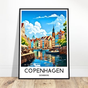 Kopenhagen Reise-Druck Kopenhagen Poster Dänemark Kunstdruck Dänemark Liebhaber Geschenk Wandbehang Kunst Illustration Home Office Zimmer Schreibtisch Dekor