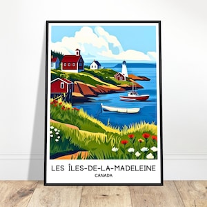 Les Iles De La Madeleine Travel Print Poster Canadian Art Print Canada Lover Gift Wall Hanging Home Room Decor Magdalen Islands Illustration