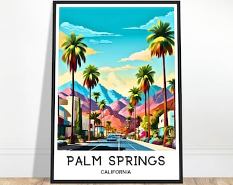 Palm Springs Travel Print California Poster American Art Print Palm Springs City Lover Gift Wall Hanging Art California Illustration