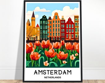 Amsterdam Travel Poster Amsterdam Netherlands Print Amsterdam Wall Decor Amsterdam Lover Gift Amsterdam Netherlands Poster Amsterdam Print