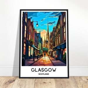 Glasgow Travel Poster Glasgow Travel Print Glasgow Scotland Print Glasgow Art Print Glasgow Travel Gift Glasgow Wall Print Glasgow Gift Art