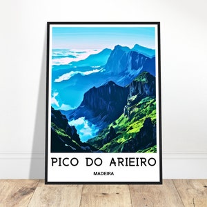 Madeira Travel Print Pico do Arieiro Poster Portuguese Art Print Madeira Lover Gift Portugal Wall Hanging Madeira Island Home Office Decor