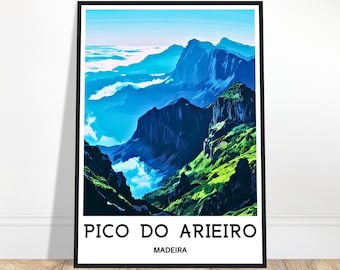 Madeira Travel Print Pico do Arieiro Poster Portuguese Art Print Madeira Lover Gift Portugal Wall Hanging Madeira Island Home Office Decor