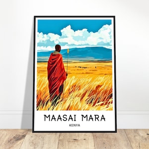 Maasai Mara Travel Print Masai Mara Travel Poster African Art Print Kenya Lover Gift Kenya National Park Wall Art Home Office Desk Decor