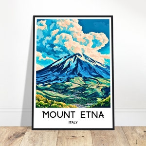 Der Ätna Reise-Druck Ätna Poster Italienische Kunst Druck Italien Liebhaber Geschenk Wandbehang Kunst Haus Büro Schreibtisch Dekor Ätna Illustration
