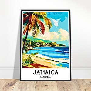 Jamaica Travel Print Jamaica Poster Caribbean Art Print Caribbean Lover Gift Wall Hanging Home Office Decor Jamaica Island Illustration