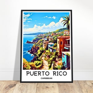 Puerto Rico Travel Print Puerto Rico Poster Caribbean Art Print Caribbean Lover Gift Wall Hanging Home Office Decor Puerto Rico Illustration