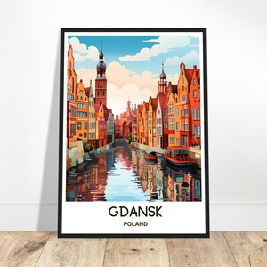 Danzig Reise-Druck Danzig Poster polnische Kunstdruck Polen Liebhaber Geschenk Wandbehang Kunst Home Office Schreibtisch Dekor Danzig Stadt Illustration
