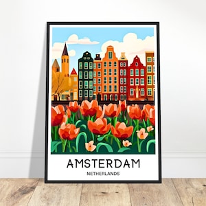 Amsterdam Travel Poster Amsterdam Netherlands Print Amsterdam Wall Decor Amsterdam Lover Gift Amsterdam Netherlands Poster Amsterdam Print
