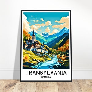 Transylvania Travel Print Transylvania Poster Romanian Art Print Romania Lover Gift Wall Hanging Home Office Decor Transylvania Illustration