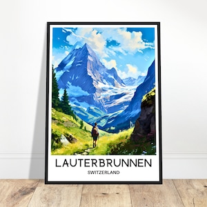 Lauterbrunnen Lover Gift Lauterbrunnen Travel Poster Lauterbrunnen Travel Print Lauterbrunnen Switzerland Wall Print Lauterbrunnen Art Print