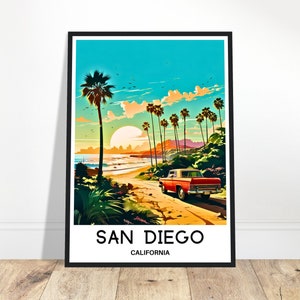 San Diego Reise Druck Kalifornien Poster Amerikanischen Kunstdruck Amerika Liebhaber Geschenk Wandbehang Home Office Schreibtisch Dekor San Diego Illustration