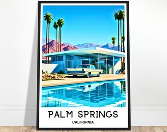 Palm Springs Travel Print California Poster American Art Print Palm Springs City Lover Gift Wall Hanging Art California Illustration
