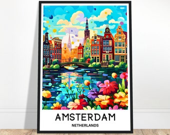 Amsterdam Poster Travel Amsterdam Print Amsterdam Wall Art Amsterdam Gift Art Amsterdam Home Decor Amsterdam Wall Decor Amsterdam Artwork