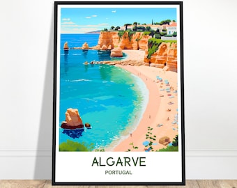 Poster di viaggio dell'Algarve Stampa ... artistica dell'Algarve Regalo di viaggio dell'Algarve Decorazione murale dell'Algarve Pittura dell'Algarve Arte del Portogallo dell'Algarve