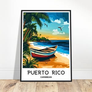 Impresión de viaje de Puerto Rico Póster de Puerto Rico Impresión de arte caribeño Regalo para amantes del Caribe Colgante de pared Decoración para el hogar y la oficina Ilustración de Puerto Rico