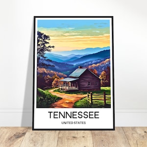 Tennessee Travel Print Tennessee Poster American Art Print America Lover Gift Wall Hanging Art Tennessee Illustration Home Office Decor