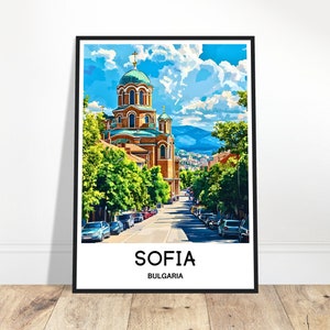 Sofija Reise-Druck Swarovski Stadt Poster Bulgarische Kunst Druck Bulgarien Liebhaber Geschenk Wandbehang Kunst Home Office Schreibtisch Dekor Swarovski Illustration