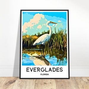Stampa di viaggio Everglades Poster Everglades Stampa artistica americana Regalo per gli amanti della Florida Decorazione da parete Arte per la casa e l'ufficio Illustrazione Everglades