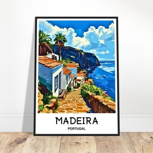 Madeira Travel Print Portugal Poster Portuguese Art Print Madeira Lover Gift Portugal Wall Hanging Art Madeira Island Home Office Decor