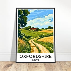 Oxfordshire Travel Print Oxfordshire Poster English Art Print England Lover Gift Wall Hanging Art Home Office Decor Oxfordshire Illustration