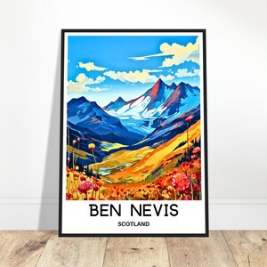 Ben Nevis Travel Print Ben Nevis Poster Scottish Art Print Scotland Lover Gift Wall Hanging Home Office Decor Ben Nevis Illustration