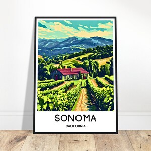 Sonoma Travel Print Sonoma Poster American Art Print California Lover Gift Wall Hanging Art Sonoma Illustration Home Office Decor
