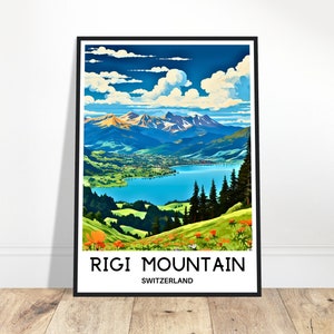 Rigi Mountain Travel Print Rigi Mountain Poster Swiss Art Print Switzerland Lover Gift Wall Hanging Home Office Desk Decor Rigi Illustration