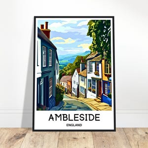 Ambleside Travel Print Ambleside Poster English Art Print England Lover Gift Wall Hanging Art Home Office Decor Ambleside Illustration