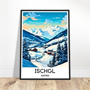 Ischgl Reise-Druck Ischgl Poster Österreichischer Kunstdruck Österreich Liebhaber Geschenk Wandbehang Kunst Home Office Schreibtisch Dekor Ischgl Illustration