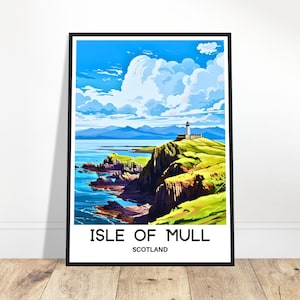 Isle of Mull Travel Print Isle of Mull Poster Scottish Art Print Scotland Lover Gift Wall Hanging Home Decor Isle of Mull Illustration