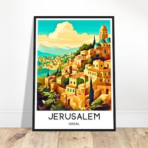 Jerusalem Travel Print Jerusalem Poster Jewish Art Print Israel Lover Gift Wall Hanging Home Office Desk Decor Jerusalem Illustration