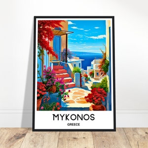 Mykonos Reise-Druck Griechenland Poster griechische Kunstdruck Mykonos Liebhaber Geschenk Griechenland Wandbehang Kunst Home Office Schreibtisch Dekor Mykonos Illustration