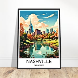 Nashville Travel Print Nashville Poster American Art Print Tennessee Lover Gift Wall Hanging Home Office Desk Decor Nashville Illustration
