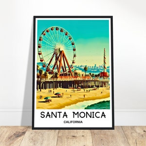 Santa Monica Reise Druck Kalifornien Poster Amerikanischer Kunstdruck Santa Monica Liebhaber Geschenk Kalifornien Wandbehang Kunst Haus Büro Schreibtisch Dekor